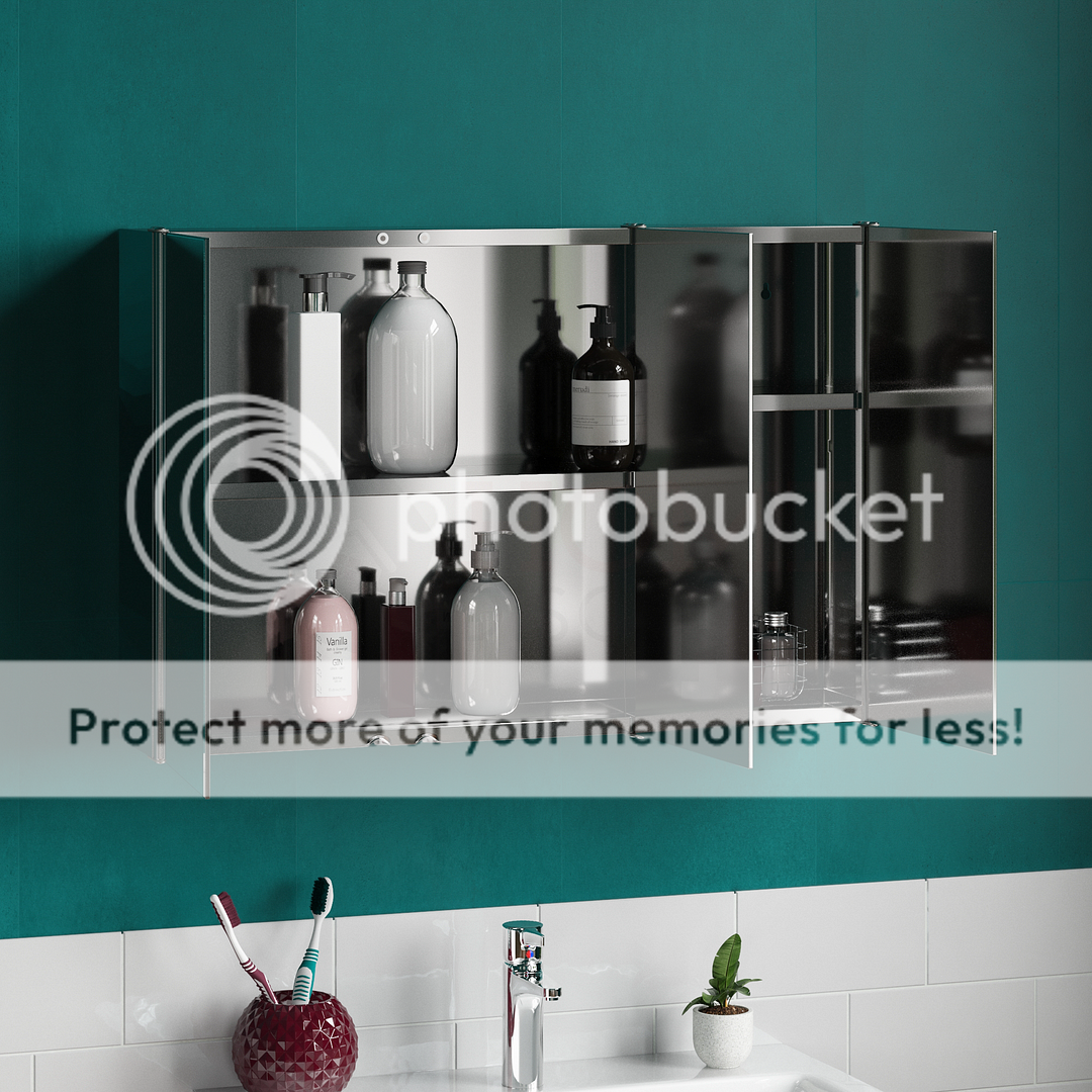 Triple Mirrored Bathroom White